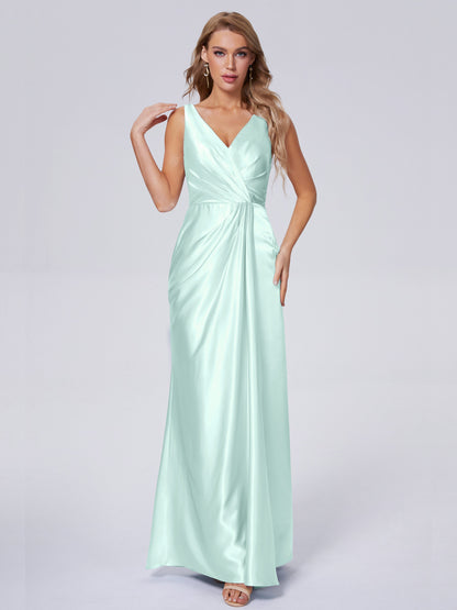 Parker Straps Soft Satin Long Bridesmaid Dresses