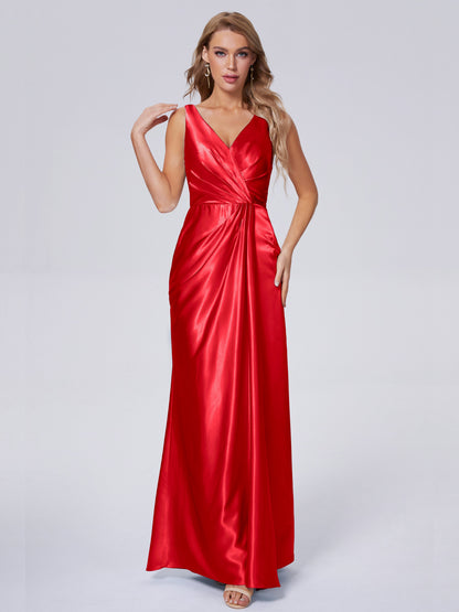 Parker Straps Soft Satin Long Bridesmaid Dresses