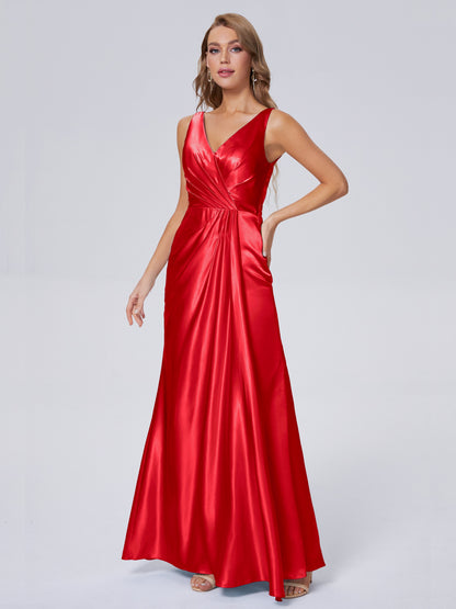 Parker Straps Soft Satin Long Bridesmaid Dresses