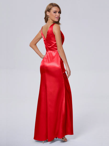 Parker Straps Soft Satin Long Bridesmaid Dresses