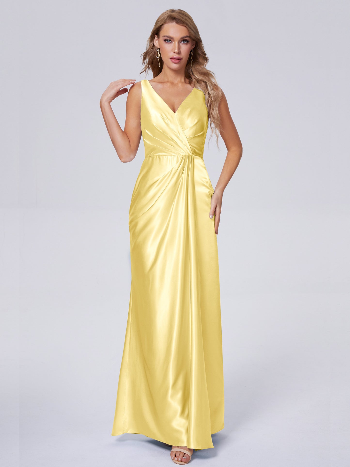 Parker Straps Soft Satin Long Bridesmaid Dresses