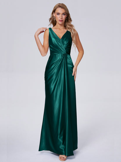 Parker Straps Soft Satin Long Bridesmaid Dresses