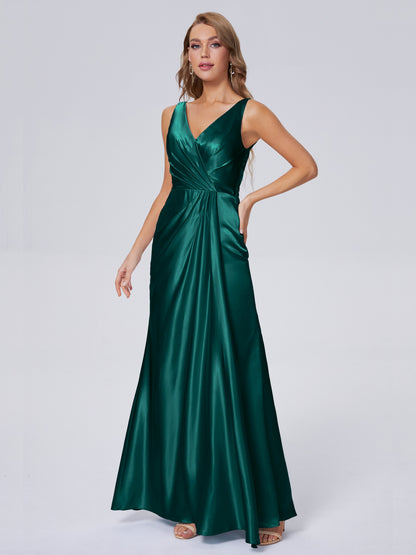 Parker Straps Soft Satin Long Bridesmaid Dresses