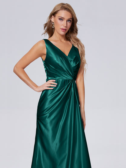 Parker Straps Soft Satin Long Bridesmaid Dresses