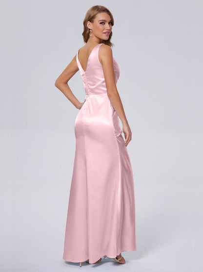 Parker Straps Soft Satin Long Bridesmaid Dresses