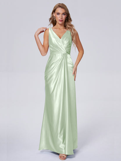 Parker Straps Soft Satin Long Bridesmaid Dresses