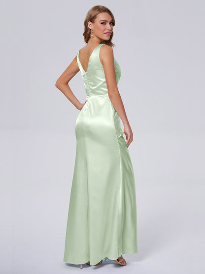 Parker Straps Soft Satin Long Bridesmaid Dresses