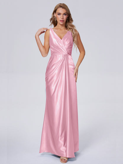 Parker Straps Soft Satin Long Bridesmaid Dresses