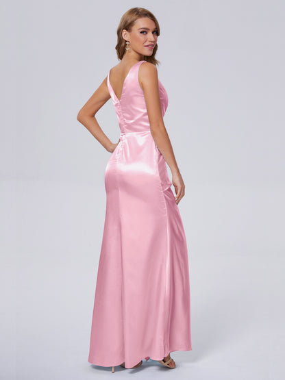 Parker Straps Soft Satin Long Bridesmaid Dresses