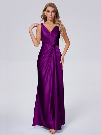 Parker Straps Soft Satin Long Bridesmaid Dresses