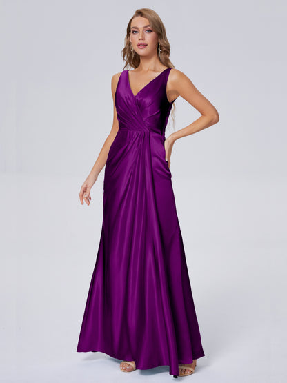 Parker Straps Soft Satin Long Bridesmaid Dresses