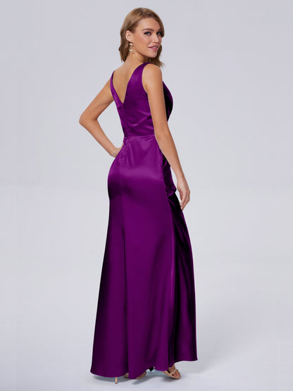 Parker Straps Soft Satin Long Bridesmaid Dresses