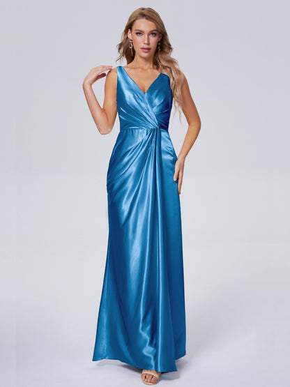 Parker Straps Soft Satin Long Bridesmaid Dresses