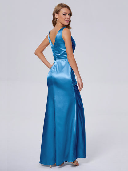Parker Straps Soft Satin Long Bridesmaid Dresses