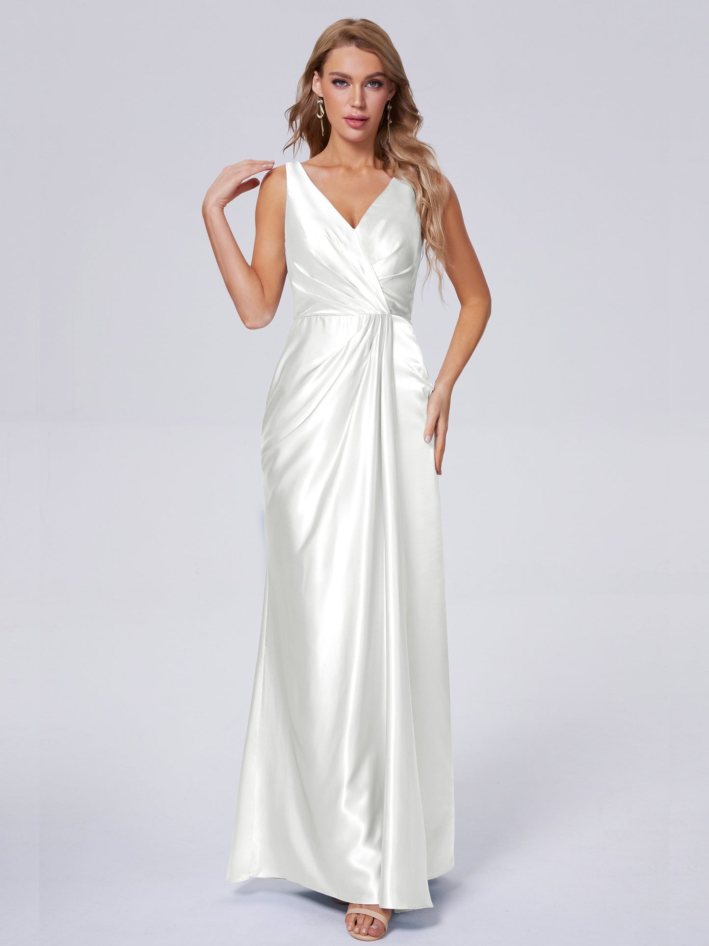 Parker Straps Soft Satin Long Bridesmaid Dresses