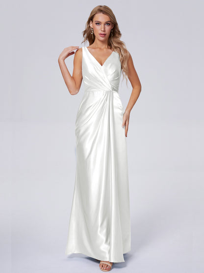 Parker Straps Soft Satin Long Bridesmaid Dresses