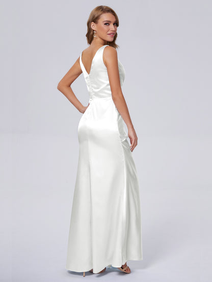 Parker Straps Soft Satin Long Bridesmaid Dresses