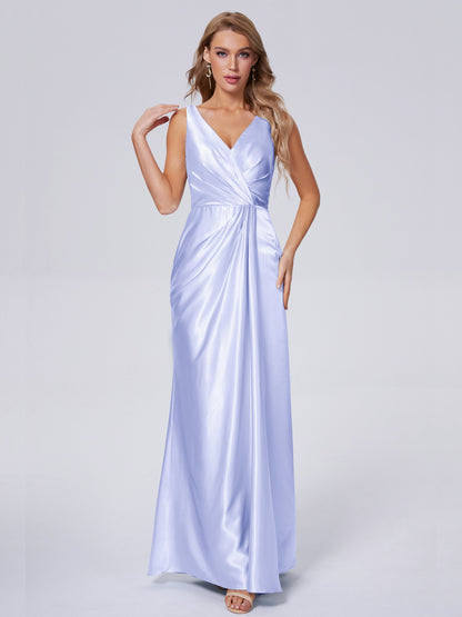 Parker Straps Soft Satin Long Bridesmaid Dresses