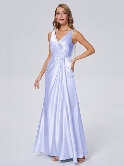 Parker Straps Soft Satin Long Bridesmaid Dresses