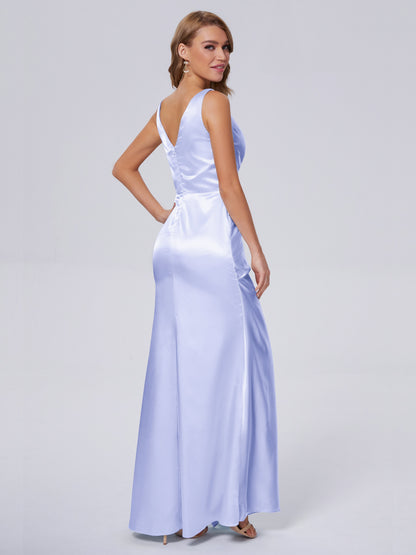 Parker Straps Soft Satin Long Bridesmaid Dresses