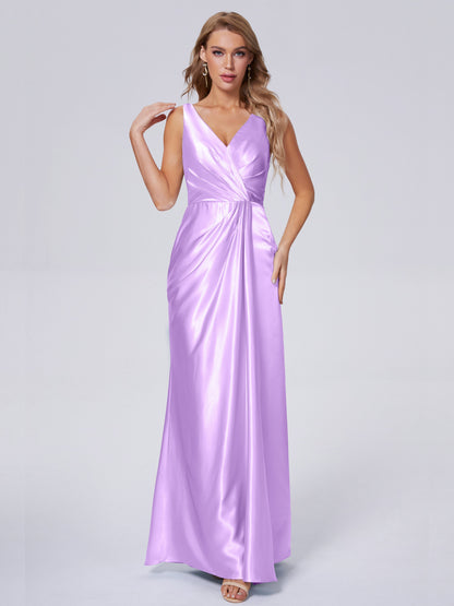 Parker Straps Soft Satin Long Bridesmaid Dresses