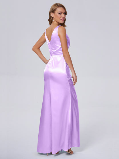 Parker Straps Soft Satin Long Bridesmaid Dresses