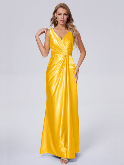 Parker Straps Soft Satin Long Bridesmaid Dresses