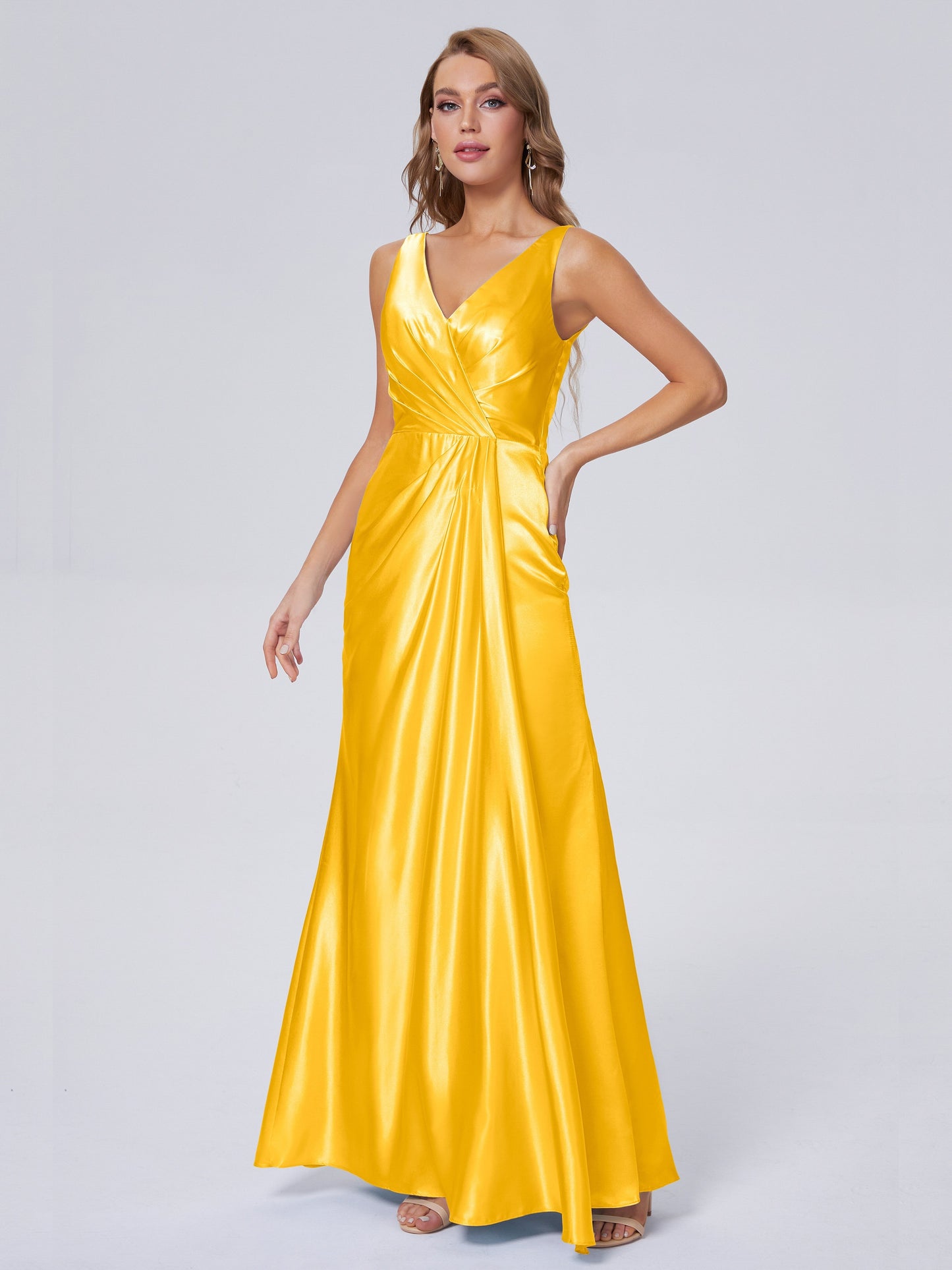 Parker Straps Soft Satin Long Bridesmaid Dresses