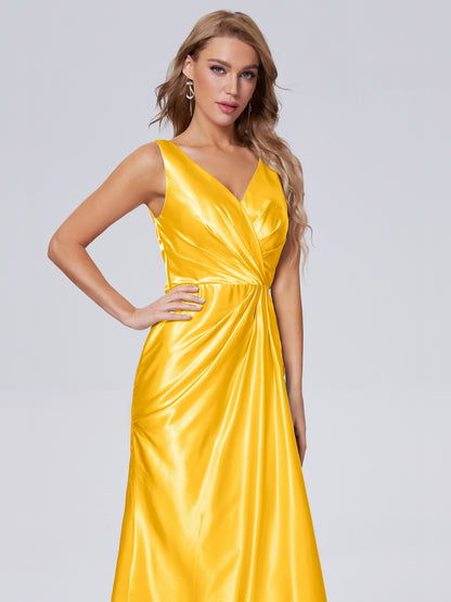 Parker Straps Soft Satin Long Bridesmaid Dresses