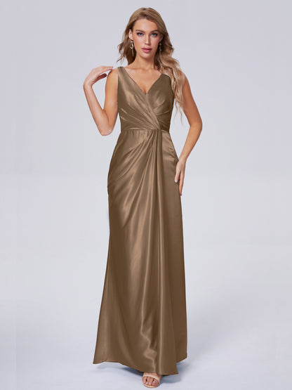Parker Straps Soft Satin Long Bridesmaid Dresses
