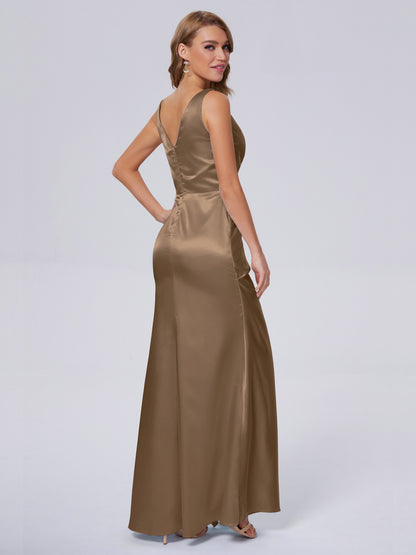 Parker Straps Soft Satin Long Bridesmaid Dresses