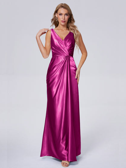 Parker Straps Soft Satin Long Bridesmaid Dresses