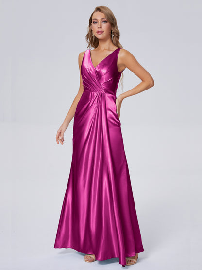 Parker Straps Soft Satin Long Bridesmaid Dresses