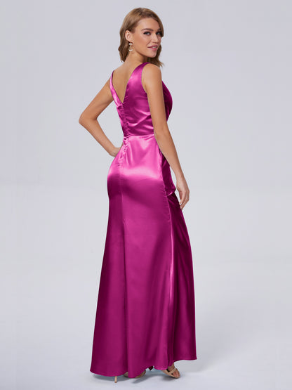 Parker Straps Soft Satin Long Bridesmaid Dresses