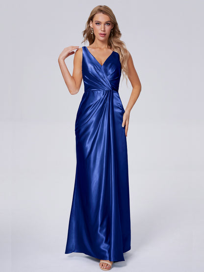 Parker Straps Soft Satin Long Bridesmaid Dresses