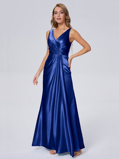 Parker Straps Soft Satin Long Bridesmaid Dresses