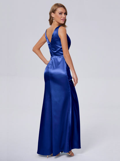 Parker Straps Soft Satin Long Bridesmaid Dresses