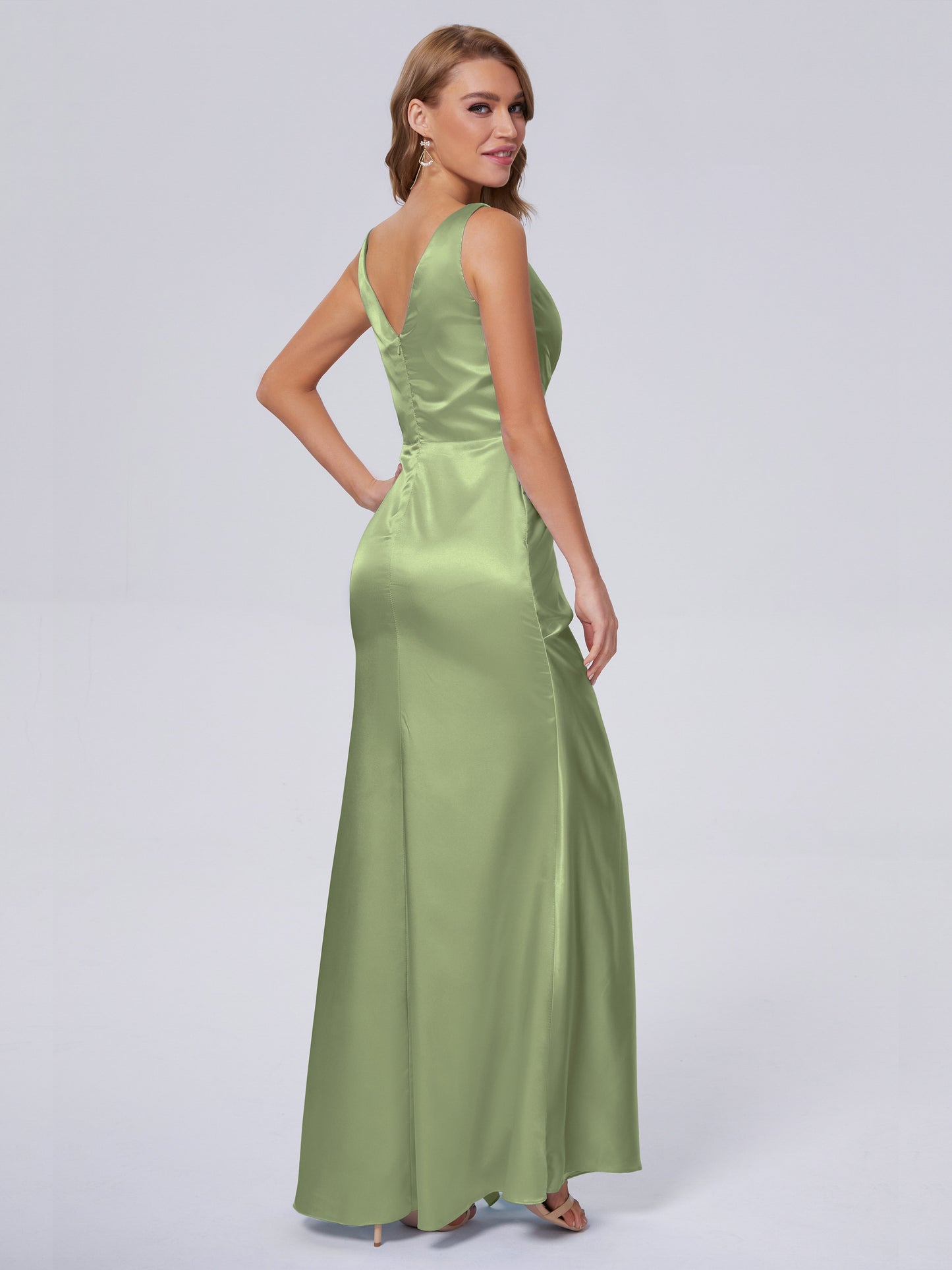 Parker Straps Soft Satin Long Bridesmaid Dresses