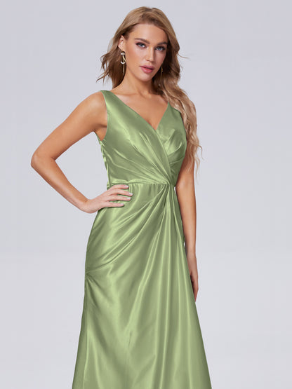 Parker Straps Soft Satin Long Bridesmaid Dresses