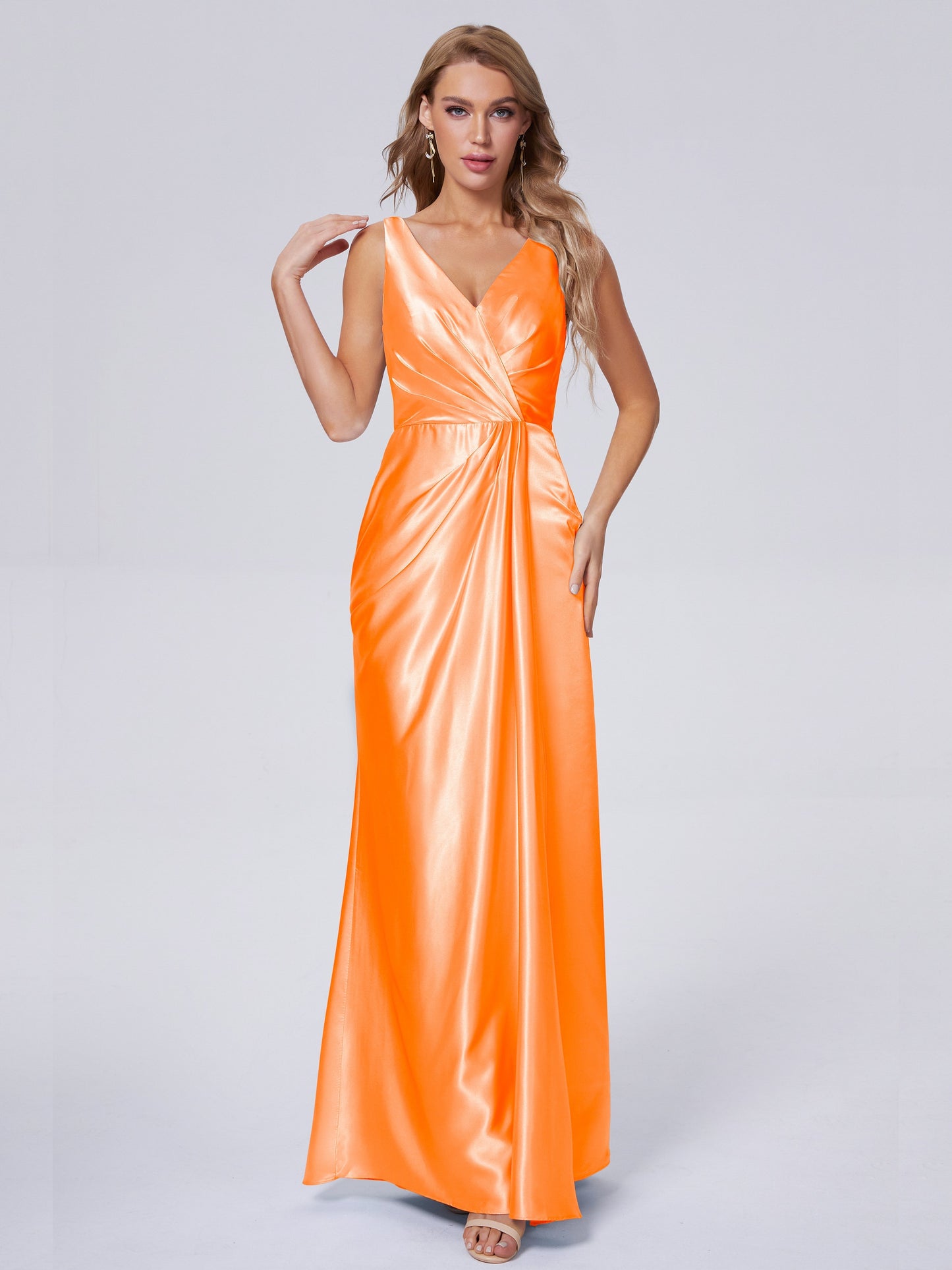 Parker Straps Soft Satin Long Bridesmaid Dresses