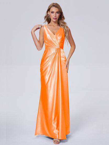 Parker Straps Soft Satin Long Bridesmaid Dresses
