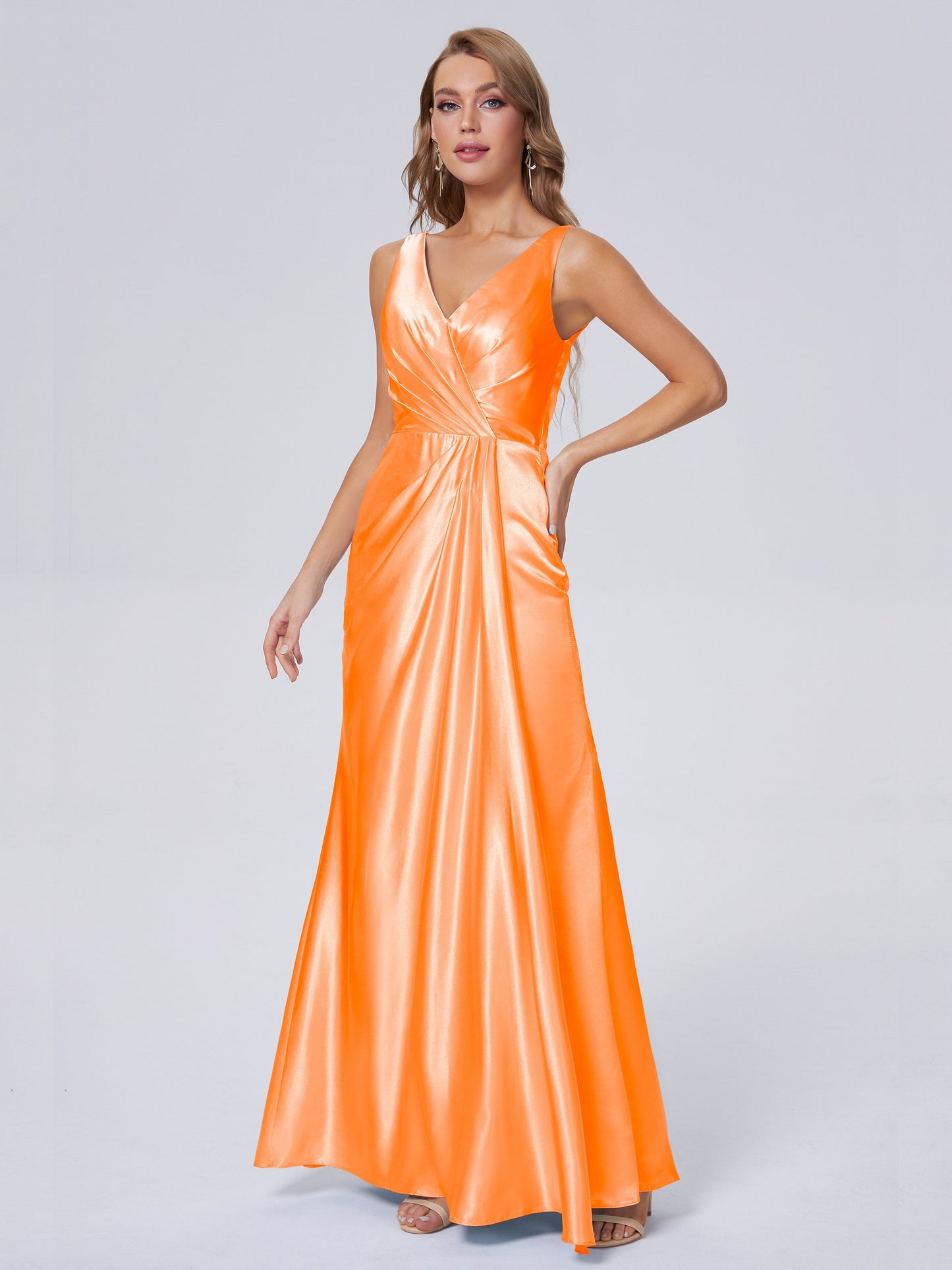Parker Straps Soft Satin Long Bridesmaid Dresses