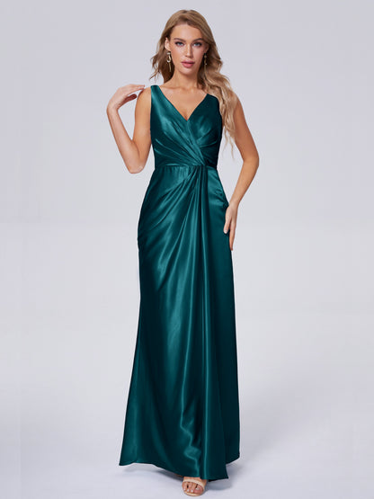 Parker Straps Soft Satin Long Bridesmaid Dresses