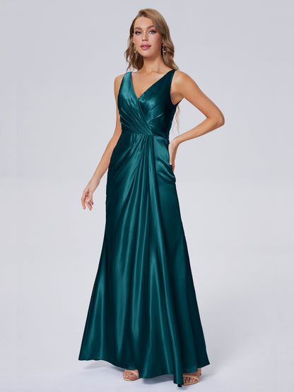 Parker Straps Soft Satin Long Bridesmaid Dresses