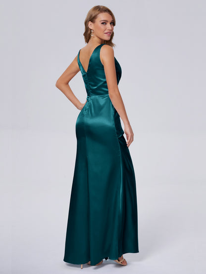 Parker Straps Soft Satin Long Bridesmaid Dresses