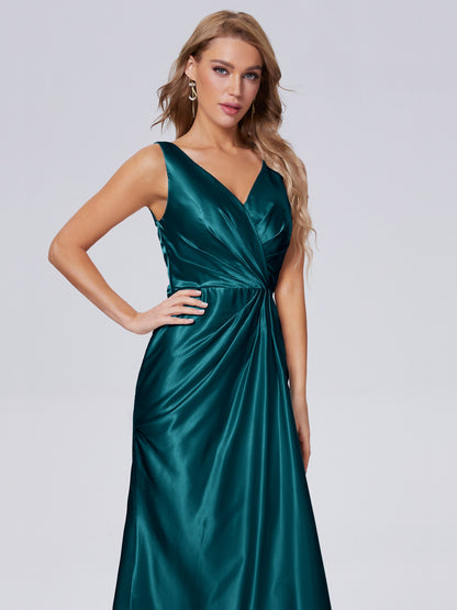 Parker Straps Soft Satin Long Bridesmaid Dresses