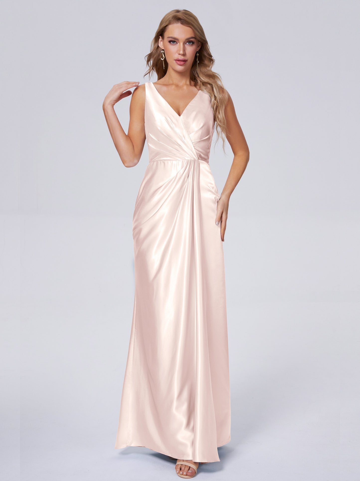 Parker Straps Soft Satin Long Bridesmaid Dresses