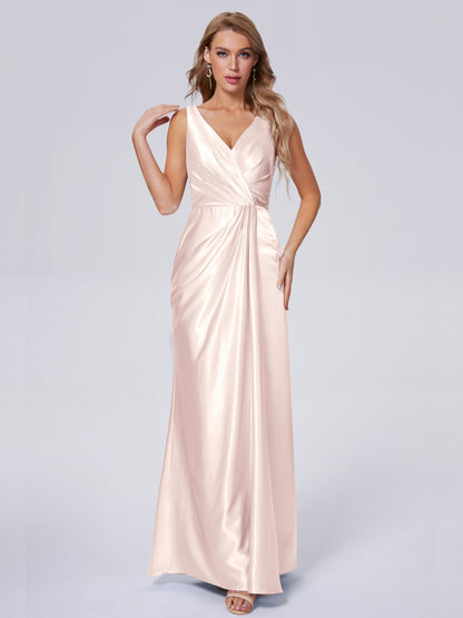 Parker Straps Soft Satin Long Bridesmaid Dresses