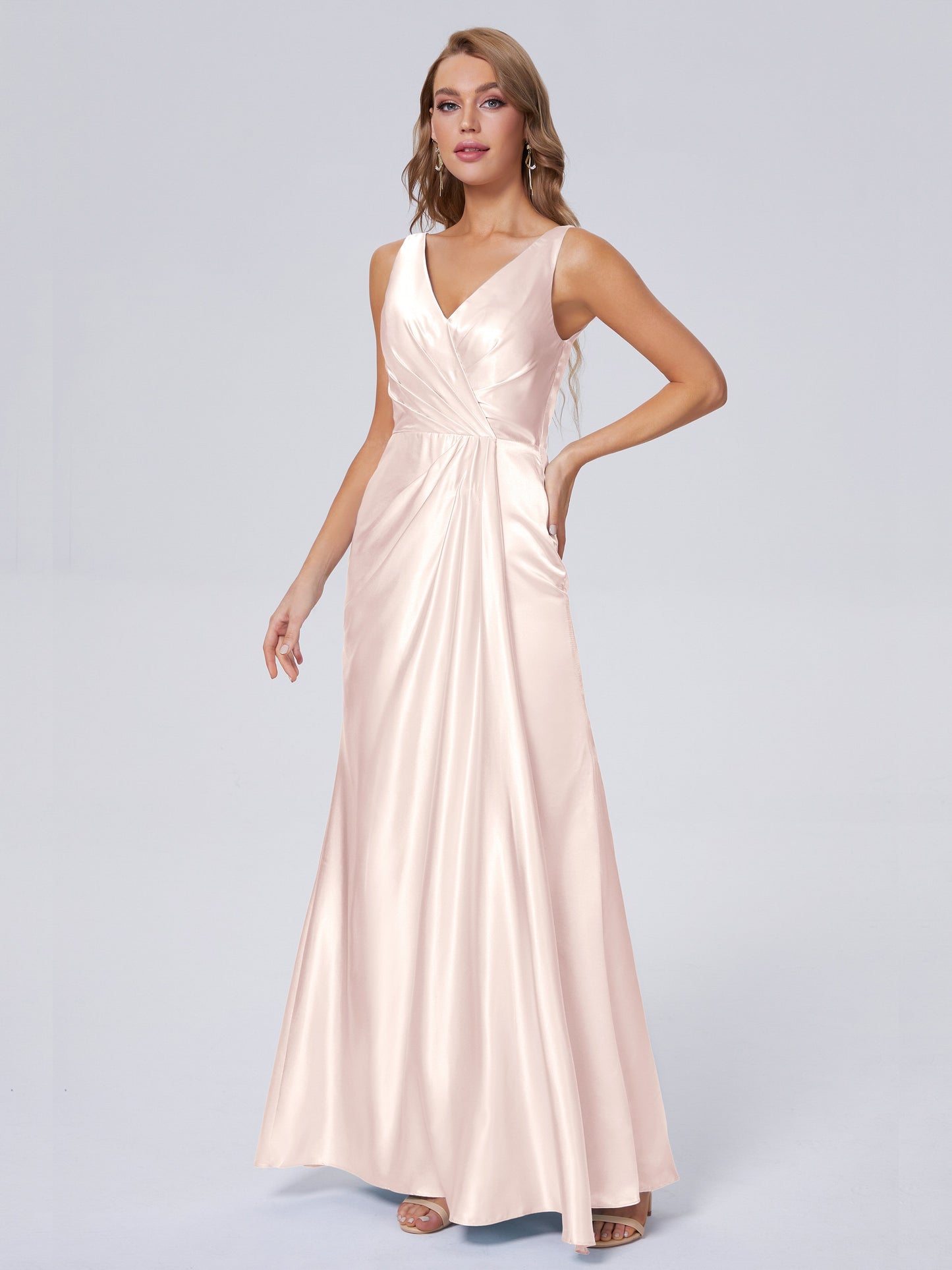 Parker Straps Soft Satin Long Bridesmaid Dresses