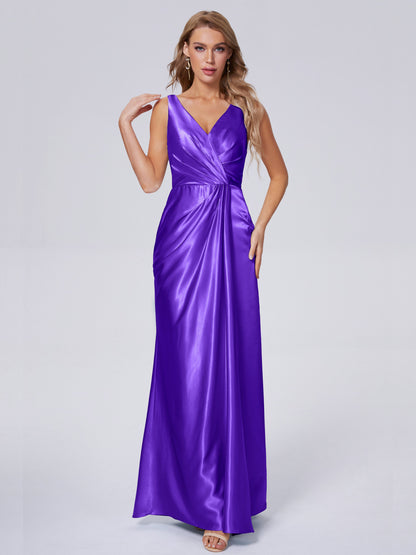 Parker Straps Soft Satin Long Bridesmaid Dresses